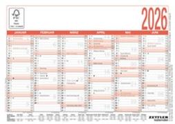 Arbeitstagekalender 2026 - A6 (14,8 x 10,5 cm) - 6 Monate auf 1 Seite - Tafelkalender - Plakatkalender - Jahresplaner - 900-0000