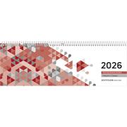 Tischquerkalender rot 2026 - 29,6x9,9 cm - 1 Woche auf 2 Seiten - Stundeneinteilung 7 - 19 Uhr - inkl. Jahresübersicht - Bürokalender - 116-0011