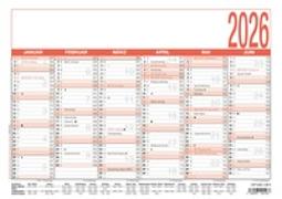 Arbeitstagekalender 2026 - A4 (29,7 x 21 cm) - 6 Monate auf 1 Seite - Tafelkalender - Plakatkalender - Jahresplaner - 907-0000