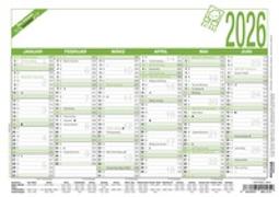 Arbeitstagekalender Recycling 2026 - A5 (21 x 14,8 cm) - 6 Monate auf 1 Seite - Blauer Engel - Tafelkalender - Plakatkalender - Jahresplaner - 904-0700