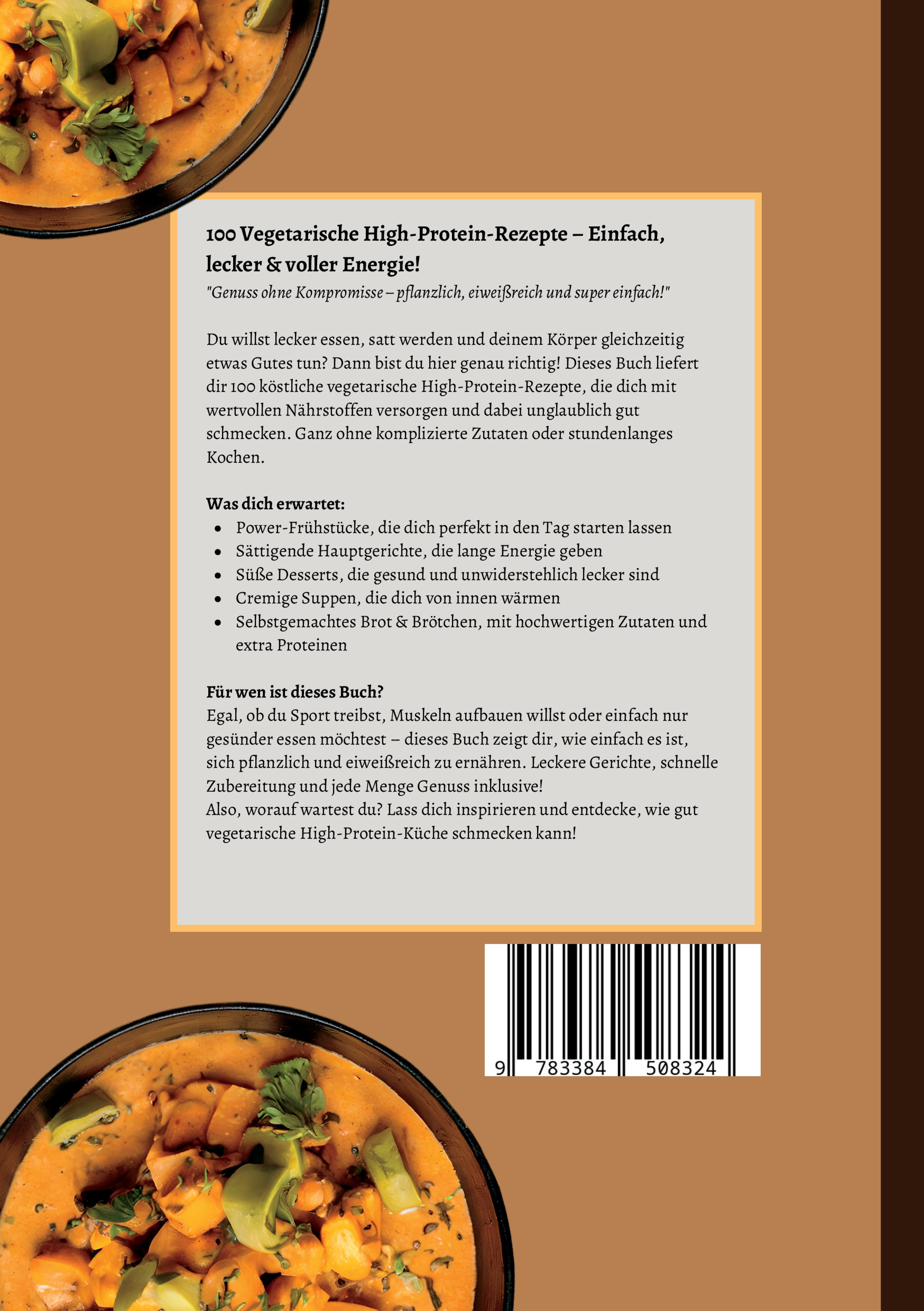 Rückseitencover High Protein Kochbuch Vegetarisch-100 Rezepte