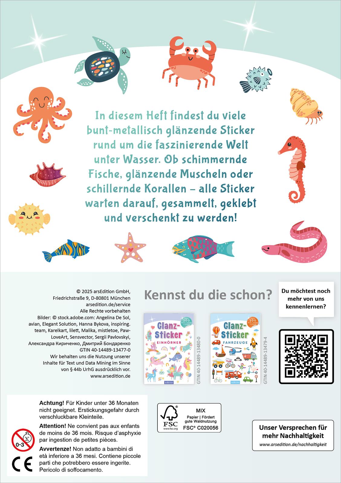 Rückseitencover Glanz-Sticker – Unterwasserwelt