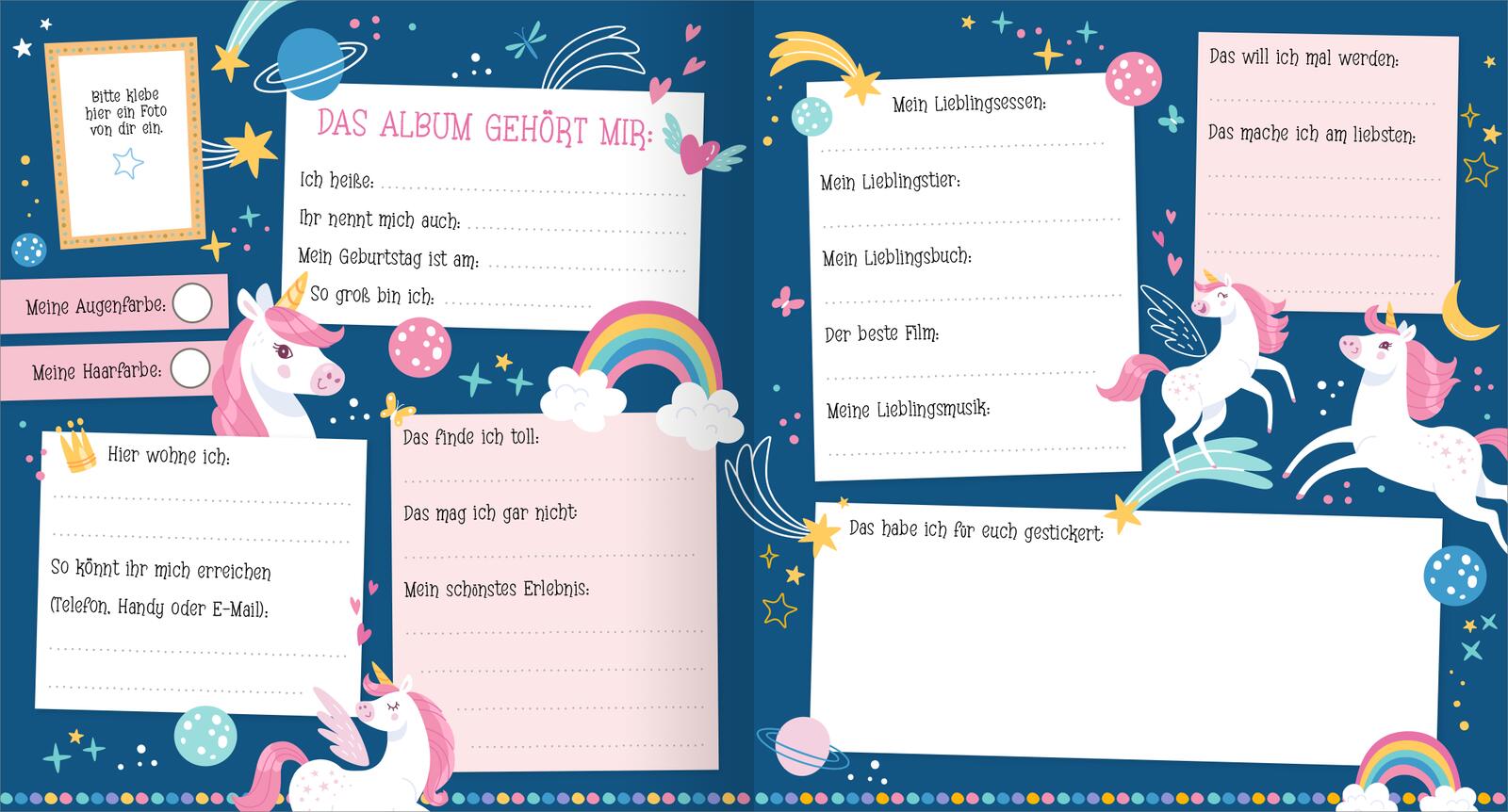 Beispielinhalt (Bild) Alle meine Freunde – Einhorn | Mit über 300 Stickern