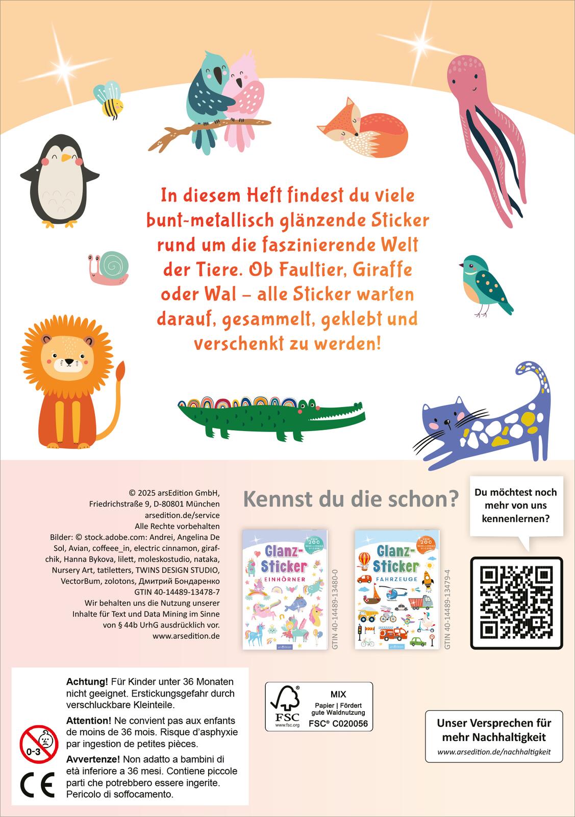 Rückseitencover Glanz-Sticker – Tiere