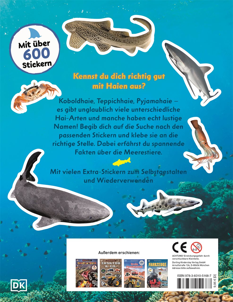 Rückseitencover Sticker-Lexikon. Haie