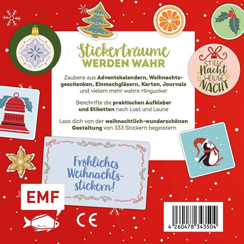 Rückseitencover 333 Sticker – Merry Christmas: Geschenk-Etiketten und Aufkleber mit beschreibbarer Oberfläche