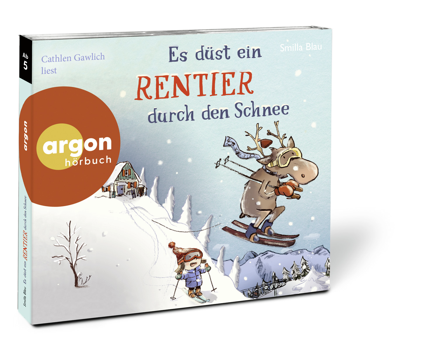 Beispielinhalt (Bild) Es düst ein Rentier durch den Schnee