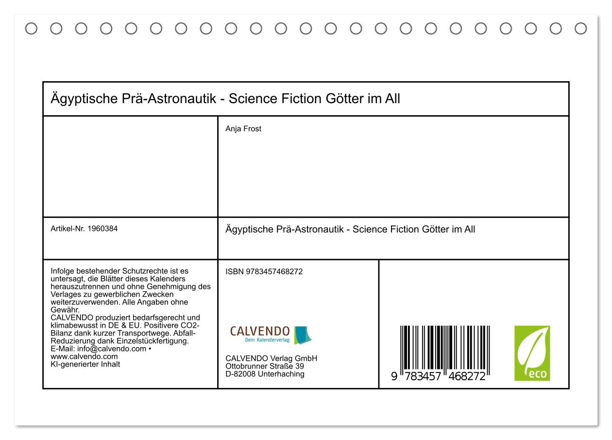 Beispielinhalt (Bild) Ägyptische Prä-Astronautik - Science Fiction Götter im All (Tischkalender 2026 DIN A5 quer), CALVENDO Monatskalender