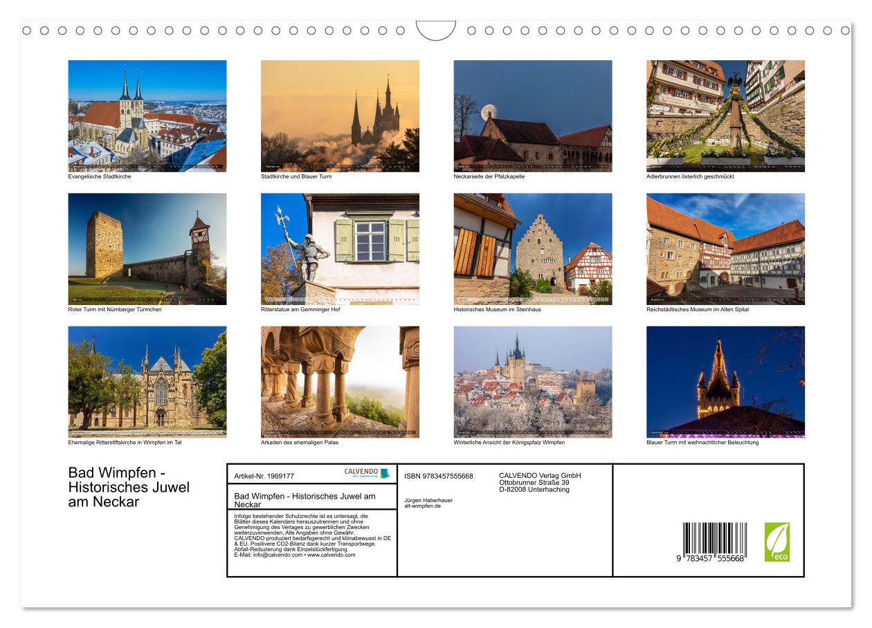 Beispielinhalt (Bild) Bad Wimpfen - Historisches Juwel am Neckar (Wandkalender 2026 DIN A3 quer), CALVENDO Monatskalender