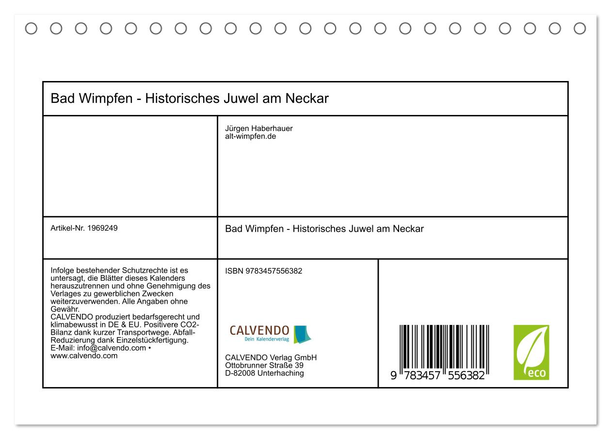 Beispielinhalt (Bild) Bad Wimpfen - Historisches Juwel am Neckar (Tischkalender 2026 DIN A5 quer), CALVENDO Monatskalender