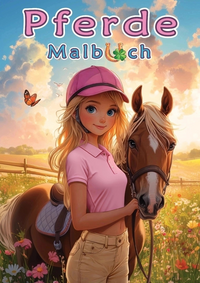 Vorderes Coverbild Pferde Malbuch ab 6 Jahren für Mädchen mit 50 schönen Ausmalbildern