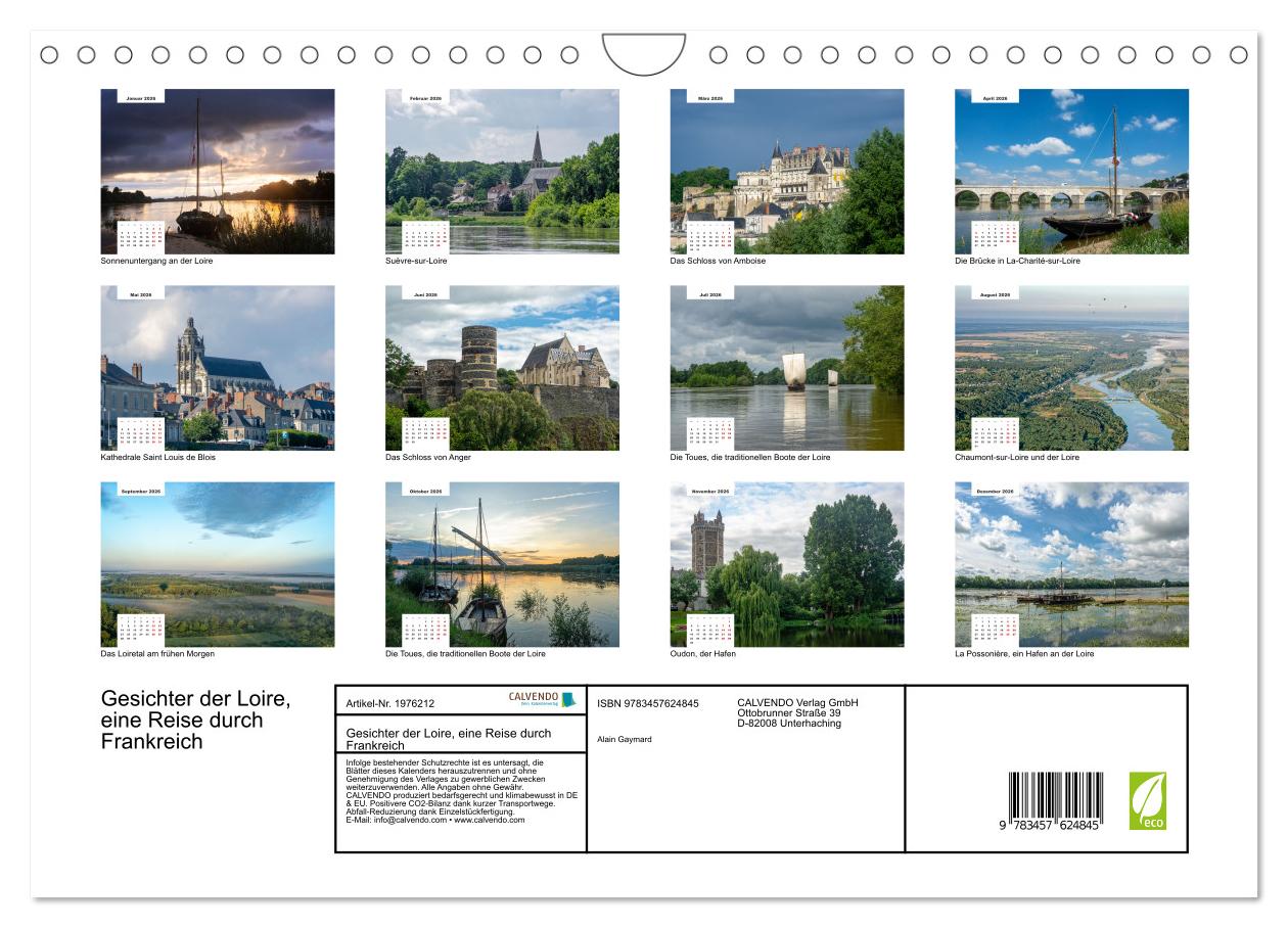 Beispielinhalt (Bild) Gesichter der Loire, eine Reise durch Frankreich (Wandkalender 2026 DIN A4 quer), CALVENDO Monatskalender