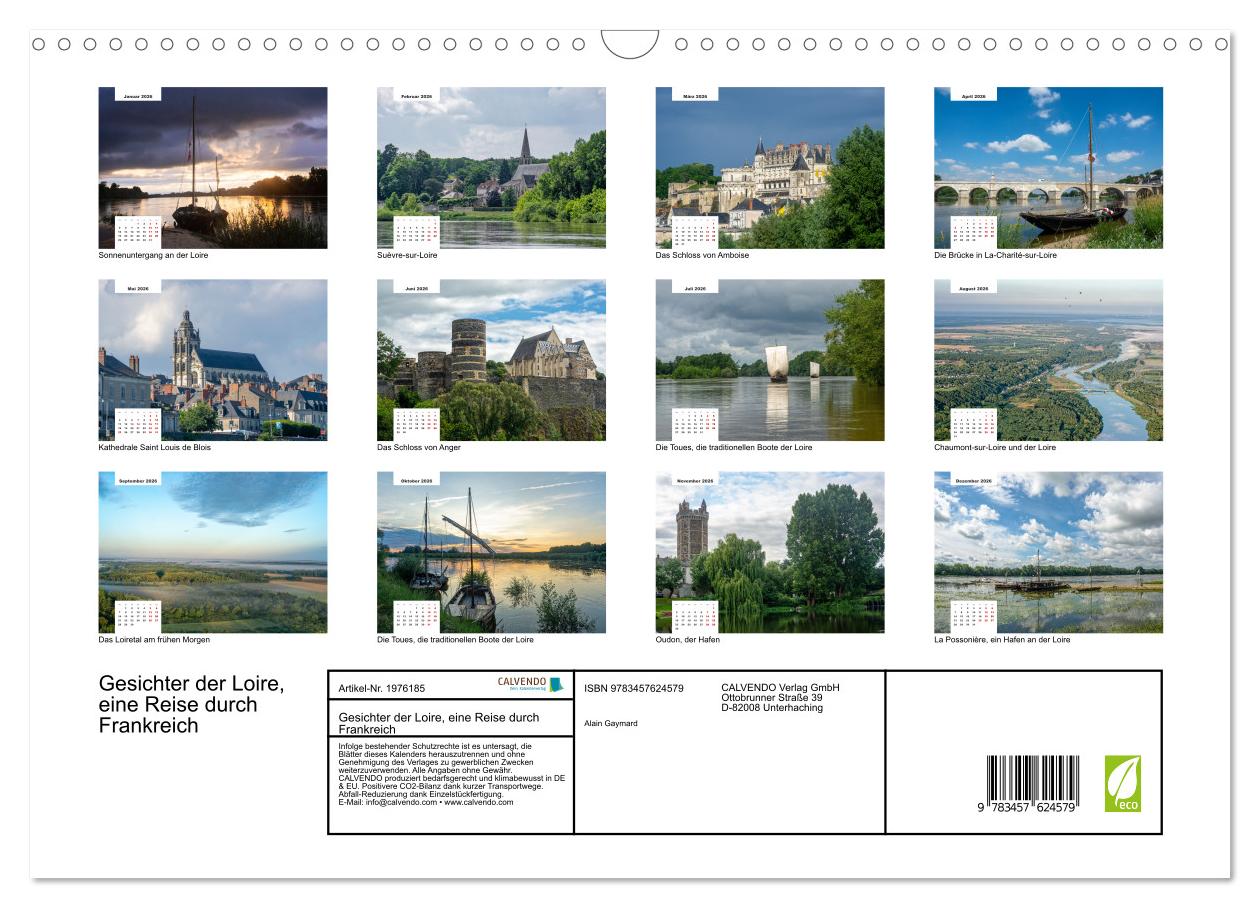 Beispielinhalt (Bild) Gesichter der Loire, eine Reise durch Frankreich (Wandkalender 2026 DIN A3 quer), CALVENDO Monatskalender