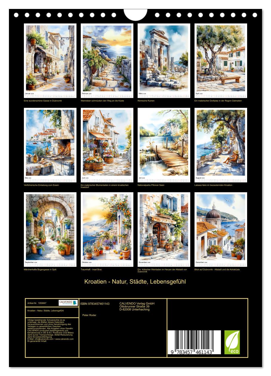 Beispielinhalt (Bild) Kroatien - Natur, Städte, Lebensgefühl (Wandkalender 2026 DIN A4 hoch), CALVENDO Monatskalender