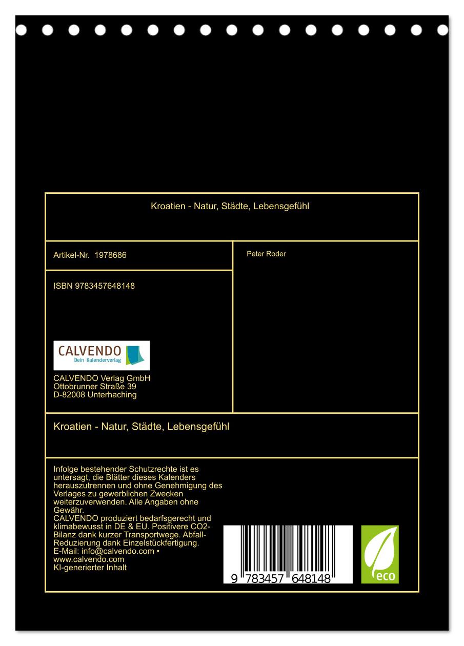 Beispielinhalt (Bild) Kroatien - Natur, Städte, Lebensgefühl (Tischkalender 2026 DIN A5 hoch), CALVENDO Monatskalender