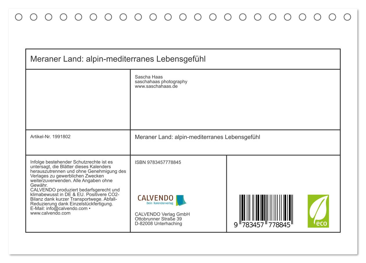 Beispielinhalt (Bild) Meraner Land: alpin-mediterranes Lebensgefühl (Tischkalender 2026 DIN A5 quer), CALVENDO Monatskalender