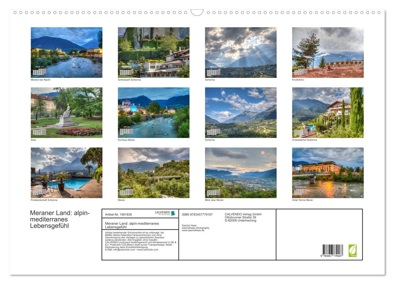 Beispielinhalt (Bild) Meraner Land: alpin-mediterranes Lebensgefühl (Wandkalender 2026 DIN A2 quer), CALVENDO Monatskalender