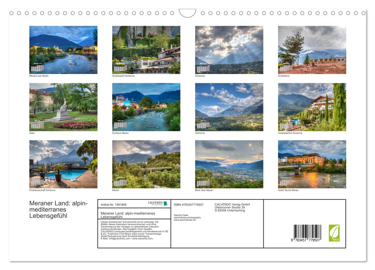 Beispielinhalt (Bild) Meraner Land: alpin-mediterranes Lebensgefühl (Wandkalender 2026 DIN A3 quer), CALVENDO Monatskalender