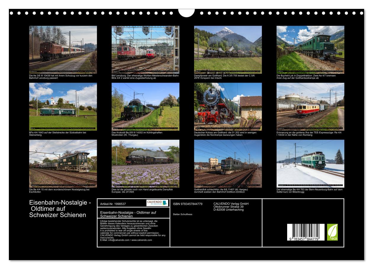 Beispielinhalt (Bild) Eisenbahn-Nostalgie - Oldtimer auf Schweizer Schienen (Wandkalender 2026 DIN A3 quer), CALVENDO Monatskalender