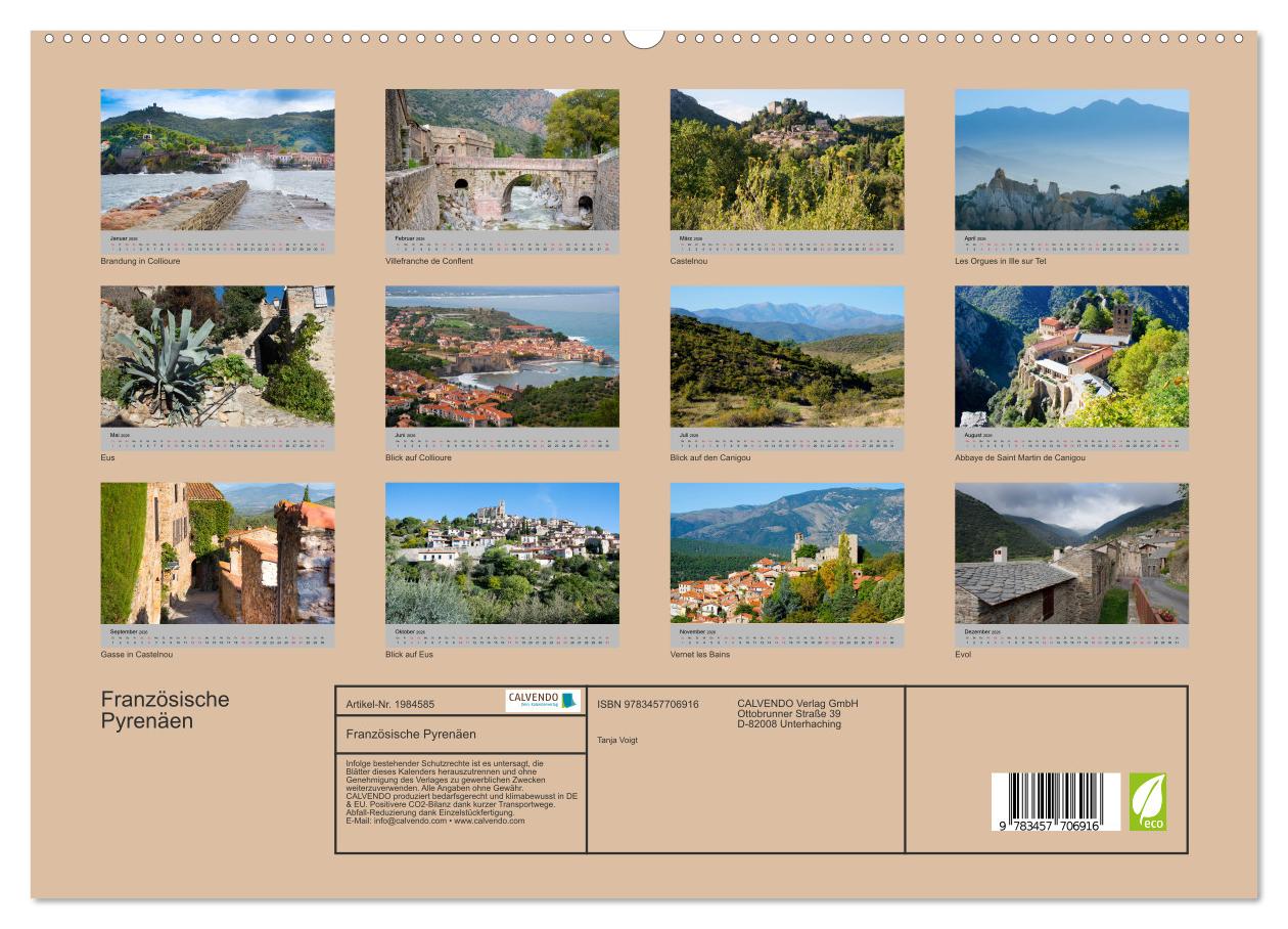 Beispielinhalt (Bild) Französische Pyrenäen (hochwertiger Premium Wandkalender 2026 DIN A2 quer), Kunstdruck in Hochglanz