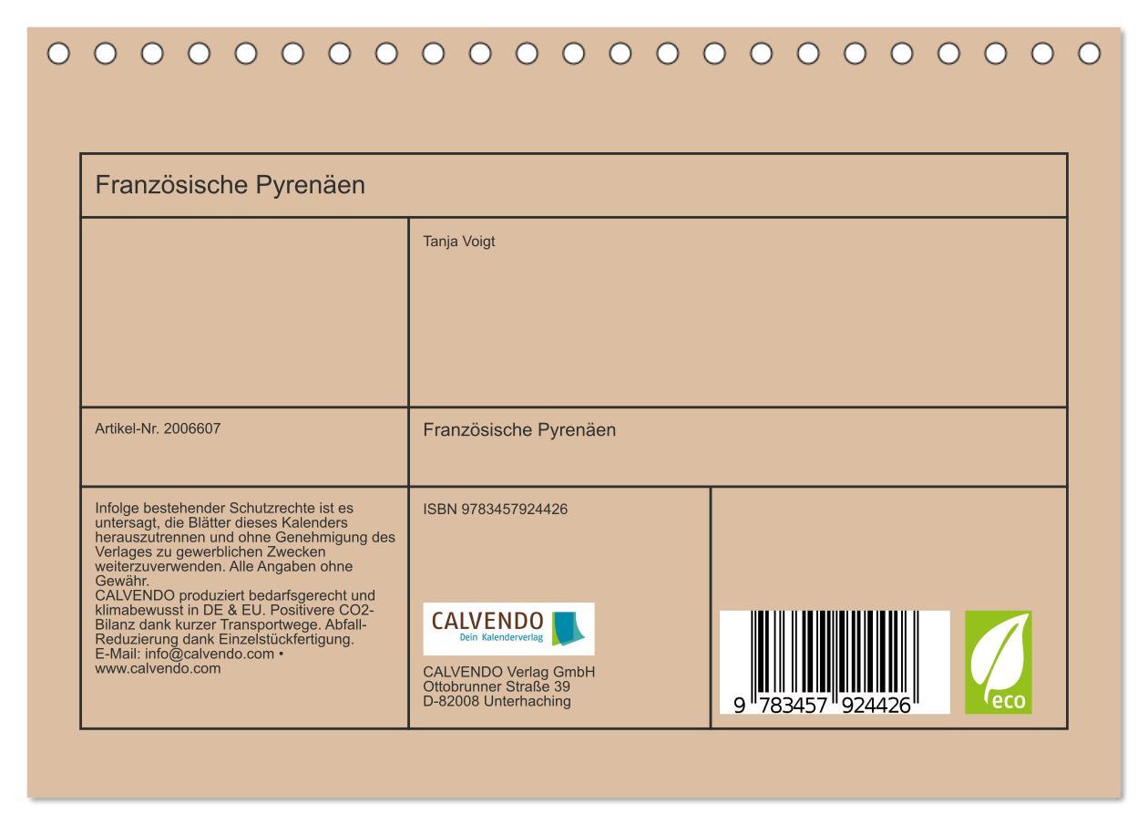 Beispielinhalt (Bild) Französische Pyrenäen (Tischkalender 2026 DIN A5 quer), CALVENDO Monatskalender