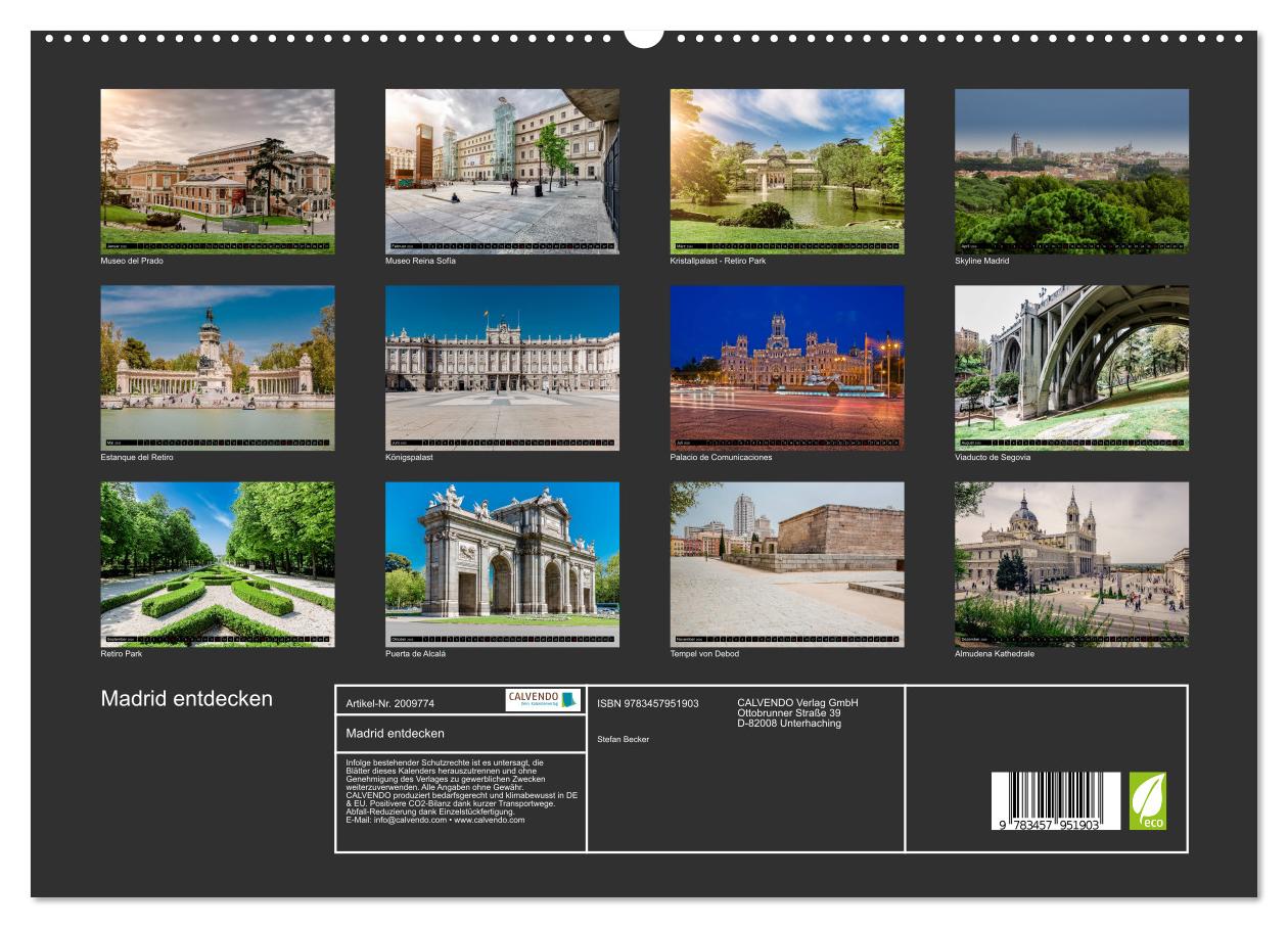 Beispielinhalt (Bild) Madrid entdecken (hochwertiger Premium Wandkalender 2026 DIN A2 quer), Kunstdruck in Hochglanz