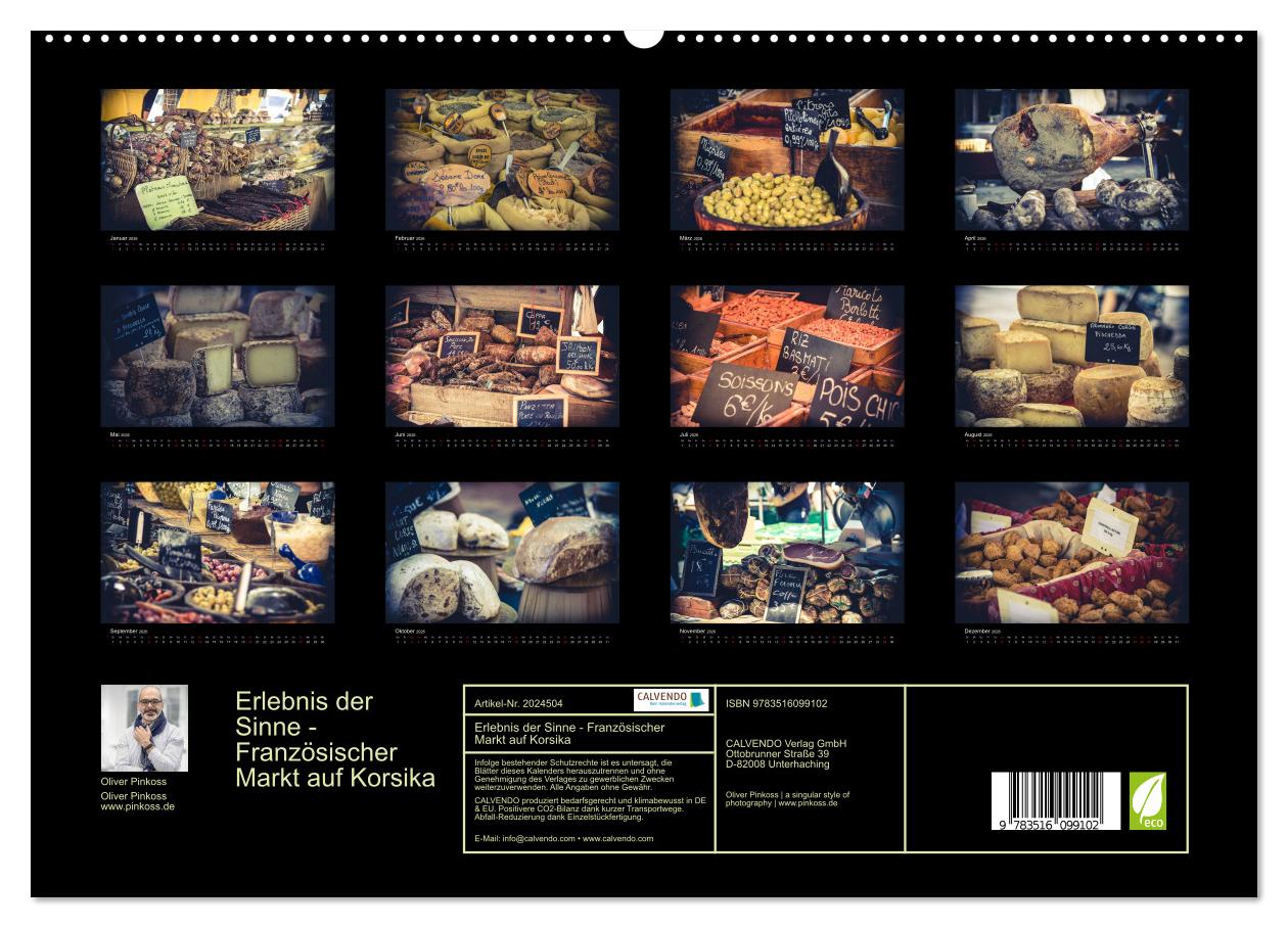 Beispielinhalt (Bild) Erlebnis der Sinne - Französischer Markt auf Korsika (hochwertiger Premium Wandkalender 2026 DIN A2 quer), Kunstdruck in Hochglanz