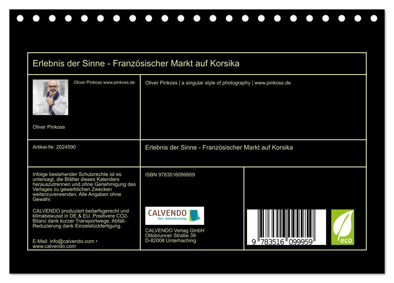 Beispielinhalt (Bild) Erlebnis der Sinne - Französischer Markt auf Korsika (Tischkalender 2026 DIN A5 quer), CALVENDO Monatskalender