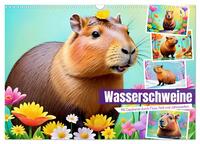 Vorderes Coverbild Wasserschweine. Mit Capybaras durch Fluss, Feld und Jahreszeiten (Wandkalender 2026 DIN A3 quer), CALVENDO Monatskalender