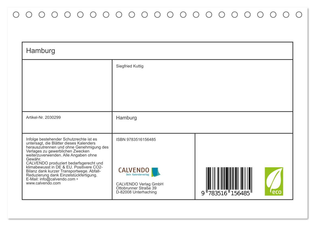 Beispielinhalt (Bild) Hamburg (Tischkalender 2026 DIN A5 quer), CALVENDO Monatskalender