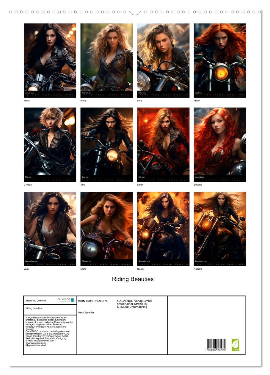 Beispielinhalt (Bild) Riding Beauties (Wandkalender 2026 DIN A2 hoch), CALVENDO Monatskalender