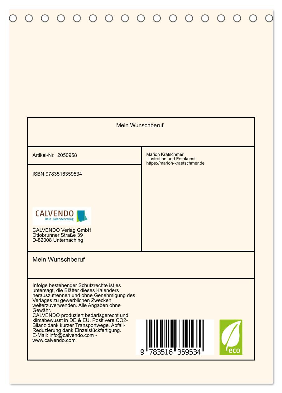Beispielinhalt (Bild) Mein Wunschberuf (Tischkalender 2026 DIN A5 hoch), CALVENDO Monatskalender