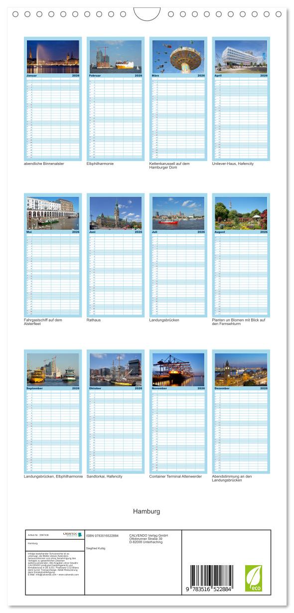 Beispielinhalt (Bild) Familienplaner 2026 - Hamburg mit 5 Spalten (Wandkalender, 21 x 45 cm) CALVENDO