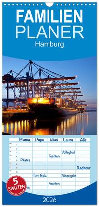 Vorderes Coverbild Familienplaner 2026 - Hamburg mit 5 Spalten (Wandkalender, 21 x 45 cm) CALVENDO