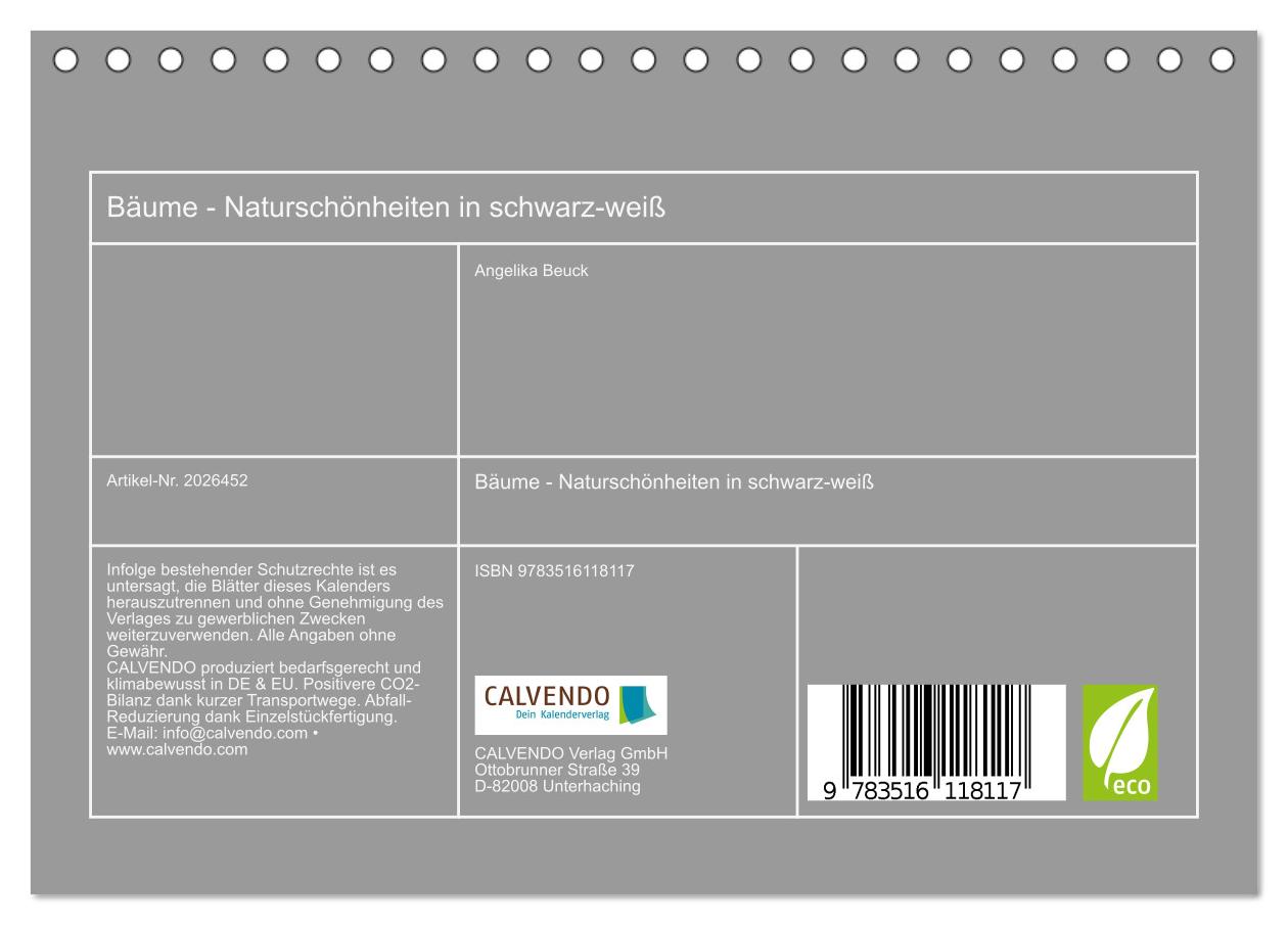 Beispielinhalt (Bild) Bäume - Naturschönheiten in schwarz-weiß (Tischkalender 2026 DIN A5 quer), CALVENDO Monatskalender