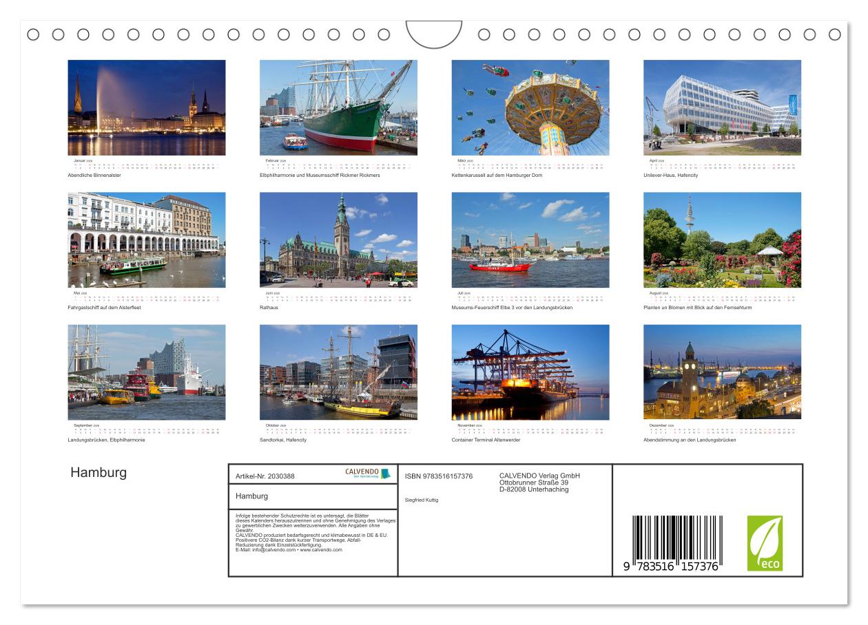 Beispielinhalt (Bild) Hamburg (Wandkalender 2026 DIN A4 quer), CALVENDO Monatskalender