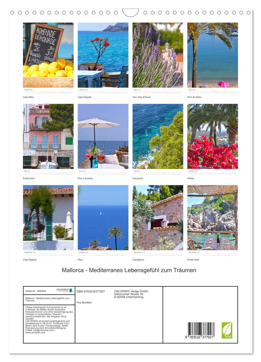 Beispielinhalt (Bild) Mallorca - Mediterranes Lebensgefühl zum Träumen (Wandkalender 2026 DIN A3 hoch), CALVENDO Monatskalender