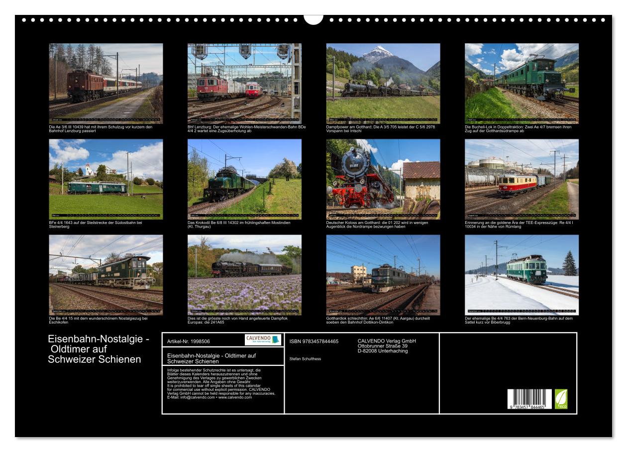 Beispielinhalt (Bild) Eisenbahn-Nostalgie - Oldtimer auf Schweizer Schienen (Wandkalender 2026 DIN A2 quer), CALVENDO Monatskalender