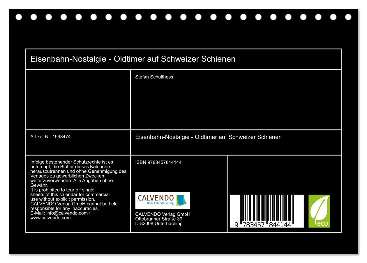 Beispielinhalt (Bild) Eisenbahn-Nostalgie - Oldtimer auf Schweizer Schienen (Tischkalender 2026 DIN A5 quer), CALVENDO Monatskalender