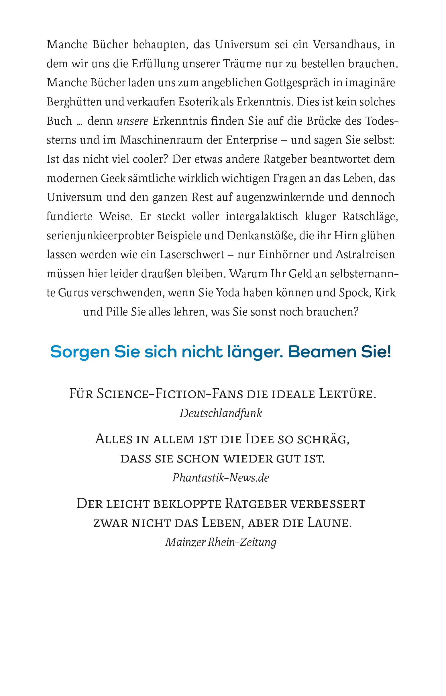 Rückseitencover Sorge Dich nicht, Beame!