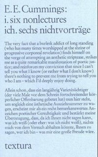 Vorderes Coverbild i. six nonlectures. ich. sechs nichtvorträge