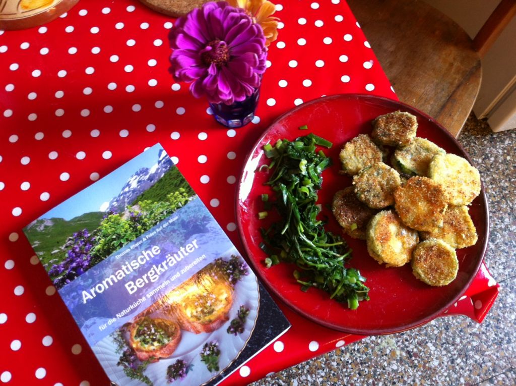 Kochen mit Wildkräutern, Teil 3: Zucchinischeiben im Wildkräutermantel mit Leimkrautbeilage